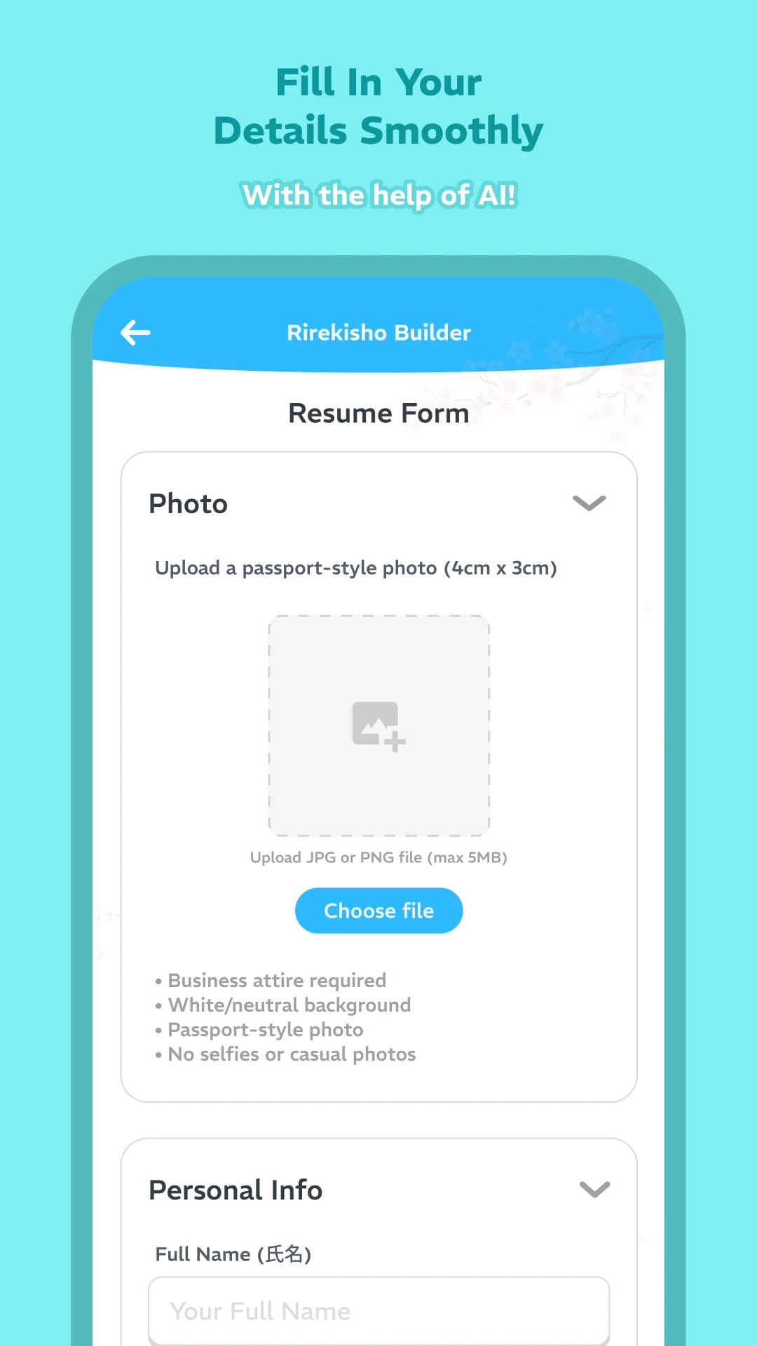Rirekisho — Japan CV Builder screenshot